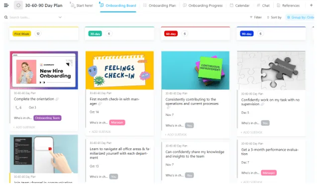 Modèles Microsoft Planner : modèle de planification sur 30, 60 ou 90 jours ClickUp