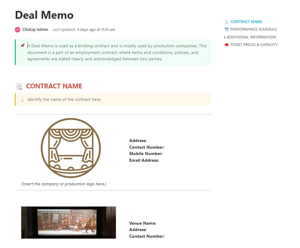 Transformez des négociations complexes en contrats signés grâce au modèle de mémo de transaction ClickUp.
