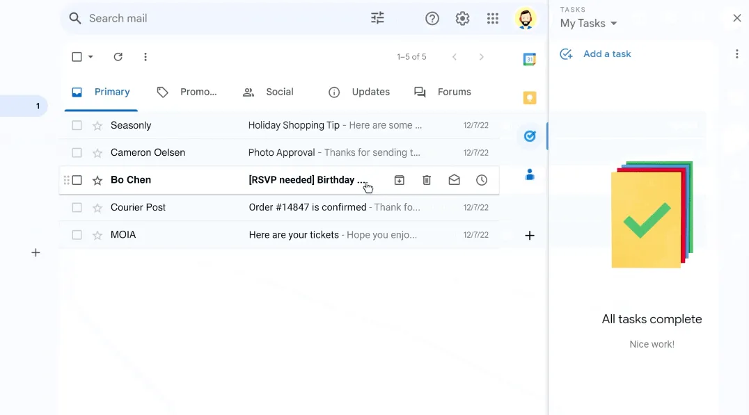 Konwersja e-mail na zadania w Google Tasks