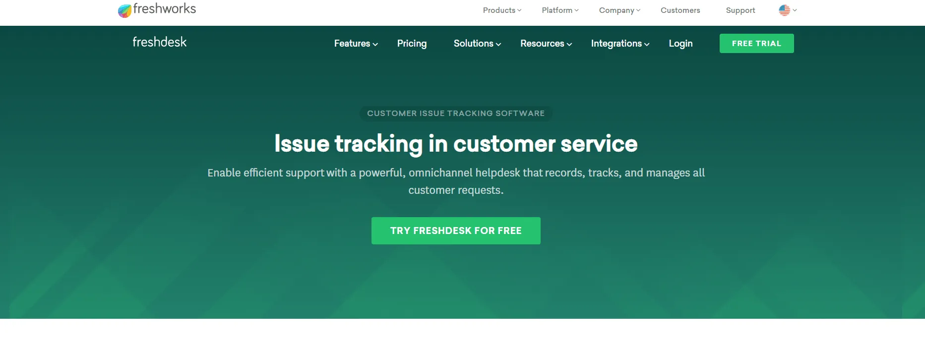 Página de inicio de FreshDesk