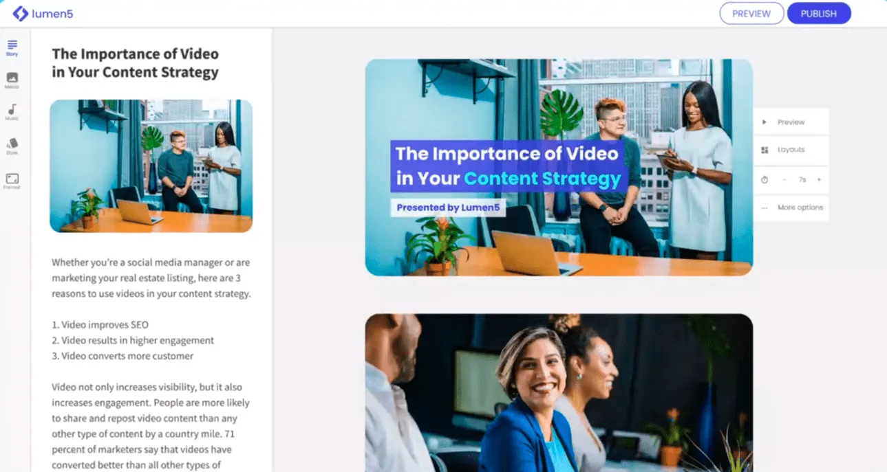 أدوات الذكاء الاصطناعي لإدارة الفعاليات: أداة Lumen5 Video AI