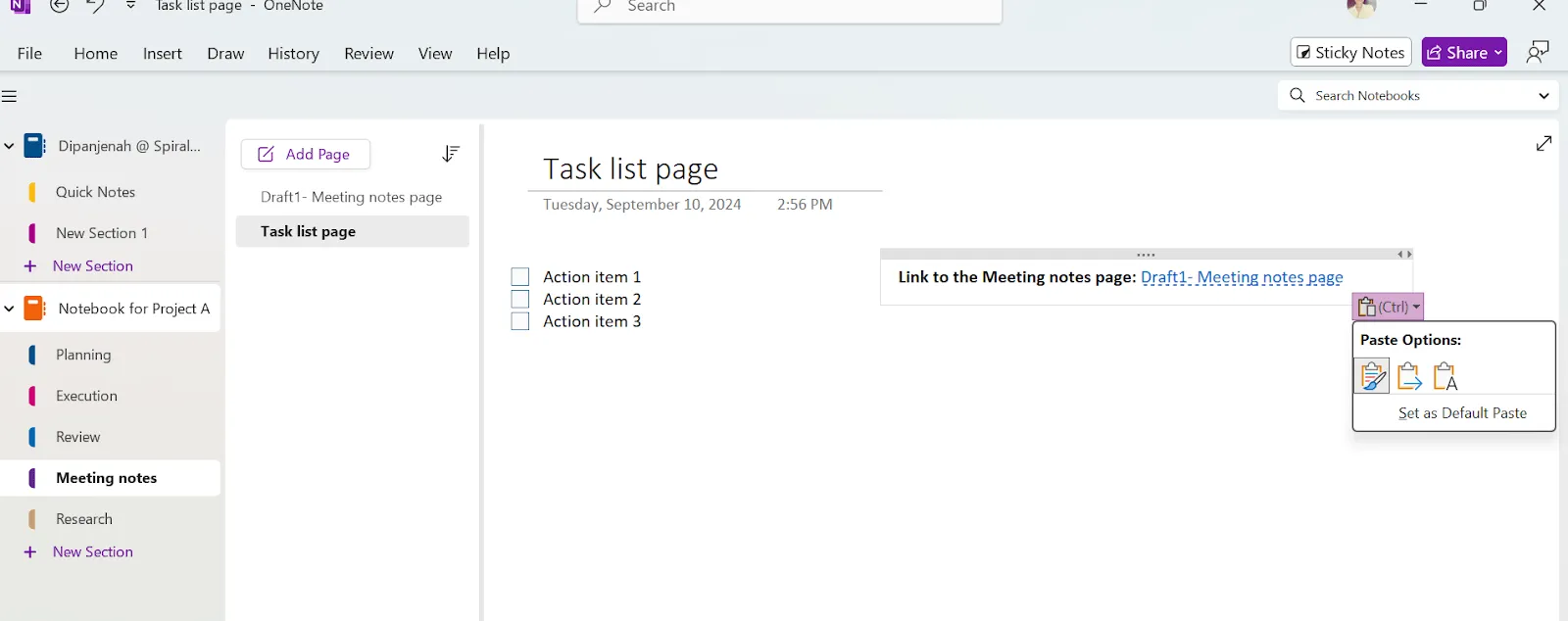 Jak organizovat OneNote – funkce propojení v OneNote