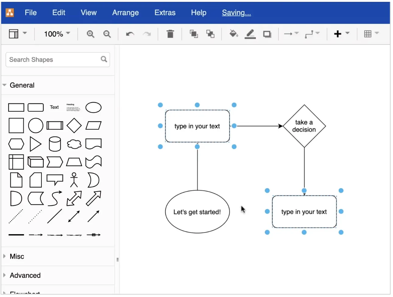Ejemplo de diagrama de flujo de Draw.io