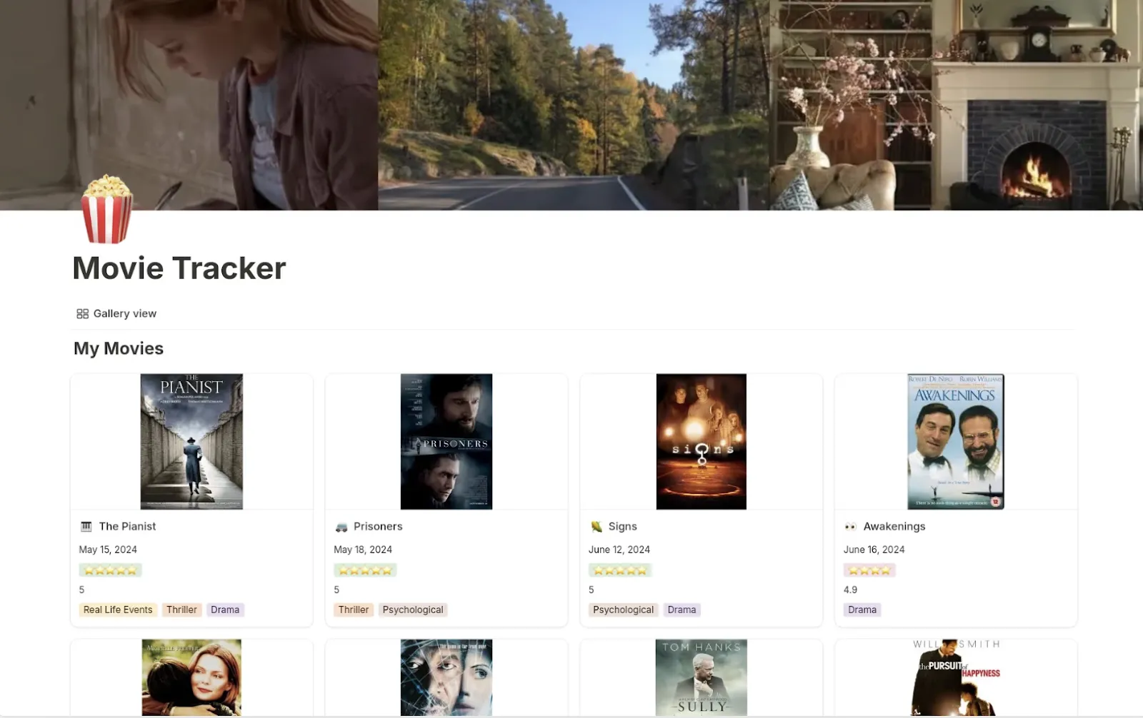 Suivi esthétique des films via Notion