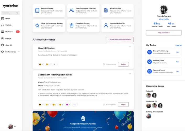 Página de inicio de Worknice