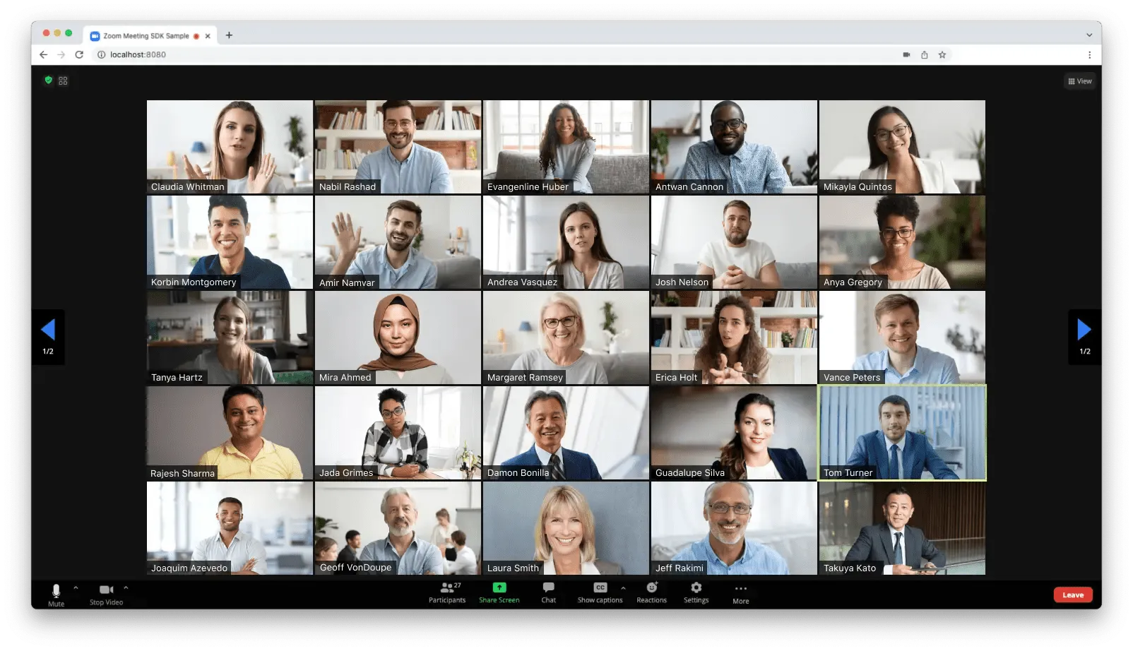 Interfaccia di videoconferenza Zoom