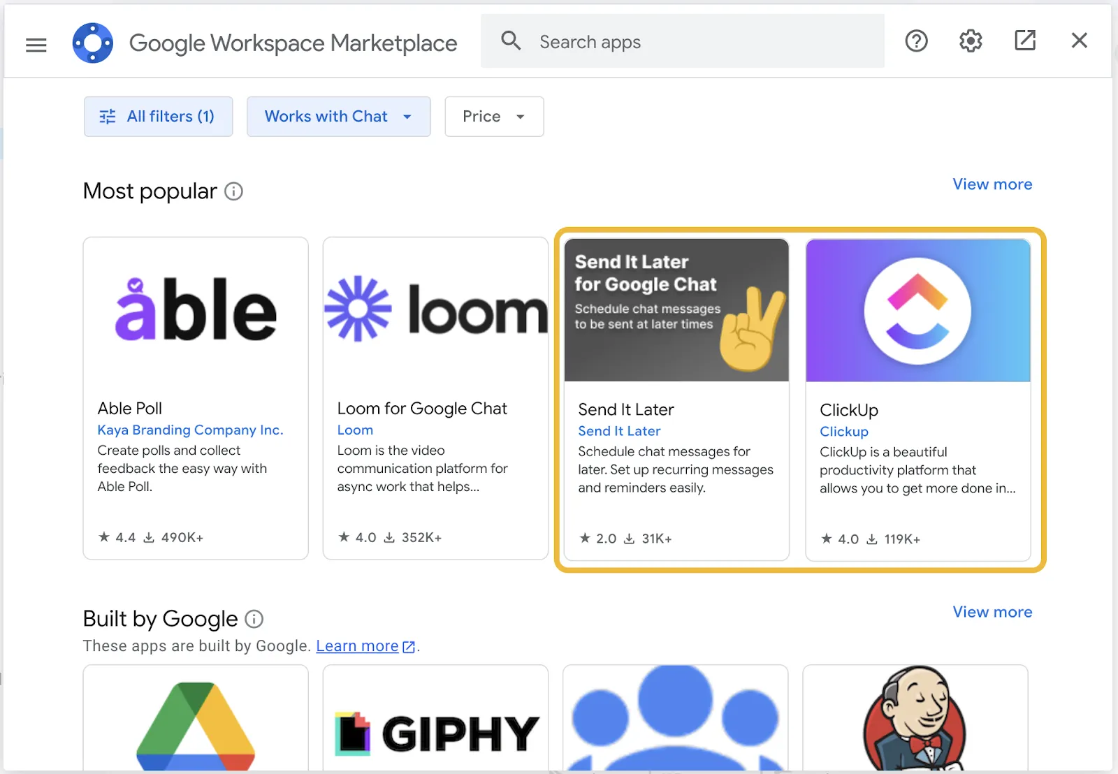 Google Workspace Marketplace Comment programmer des messages sur Google Chat