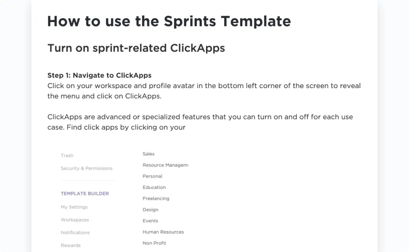 Mẫu Sprint của ClickUp