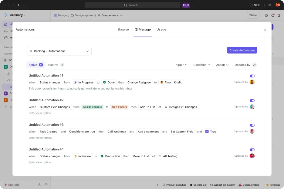 Automatyzacje ClickUp