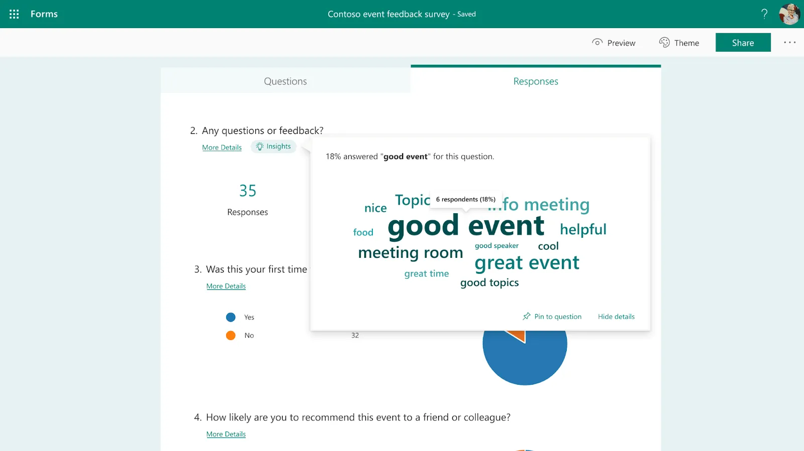 Realizar un seguimiento de las respuestas a la encuesta: Cómo crear una encuesta en Microsoft Forms