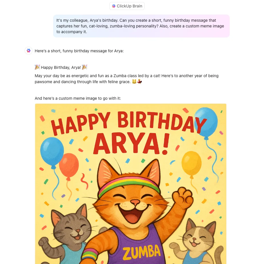 Crie memes personalizados de RH com o ClickUp AI.