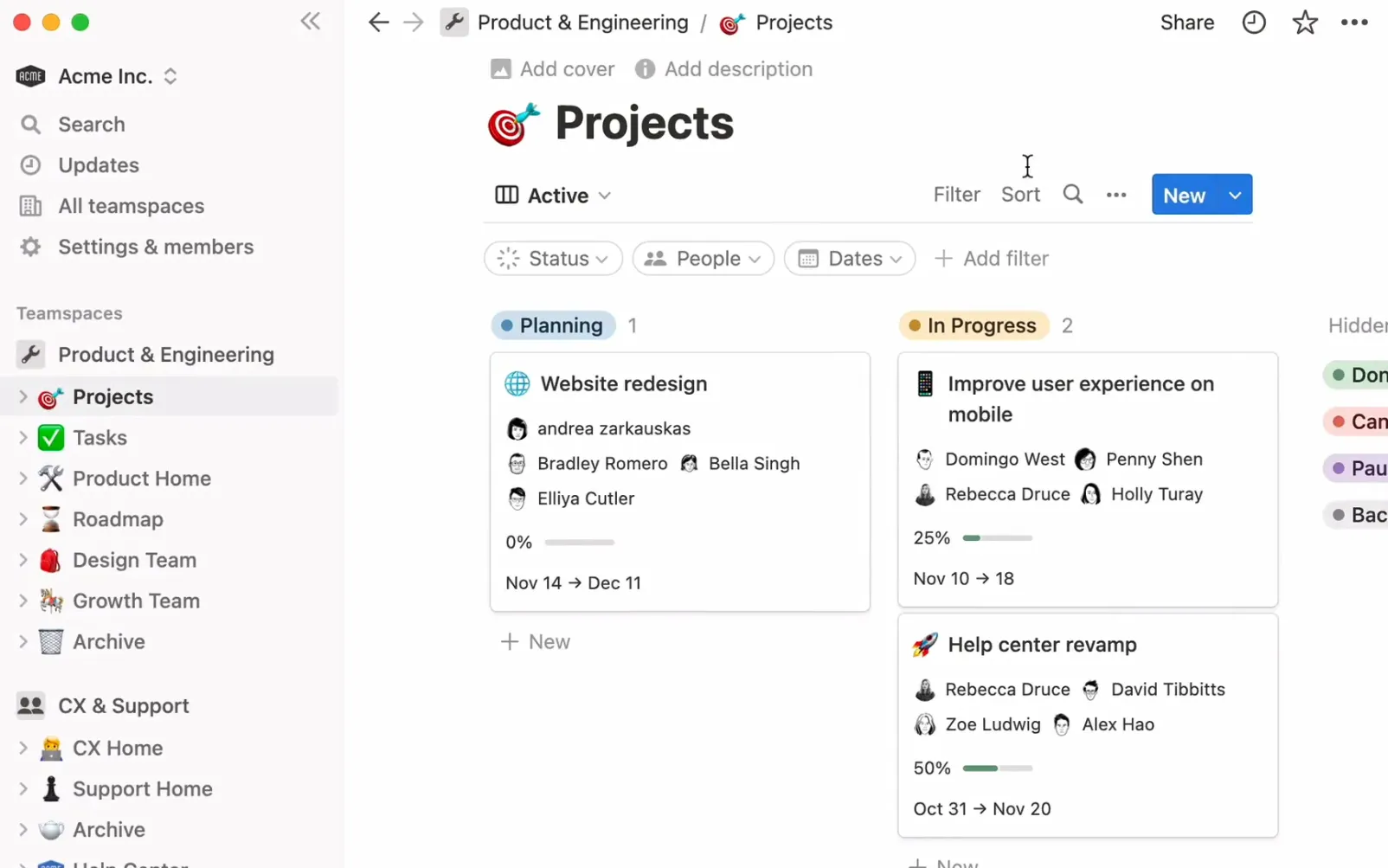 vía Notion Projects: ClickUp frente a Notion