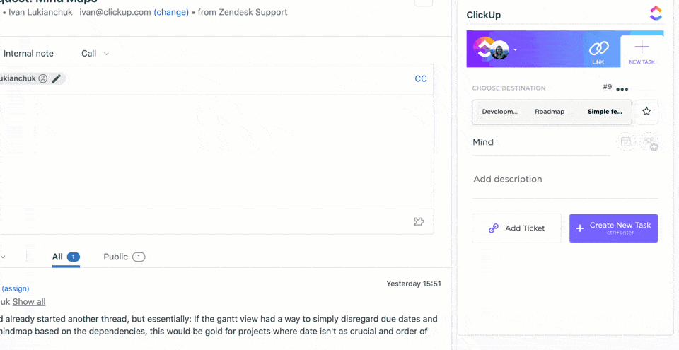 Trasformare un ticket Zendesk in un'attività di ClickUp