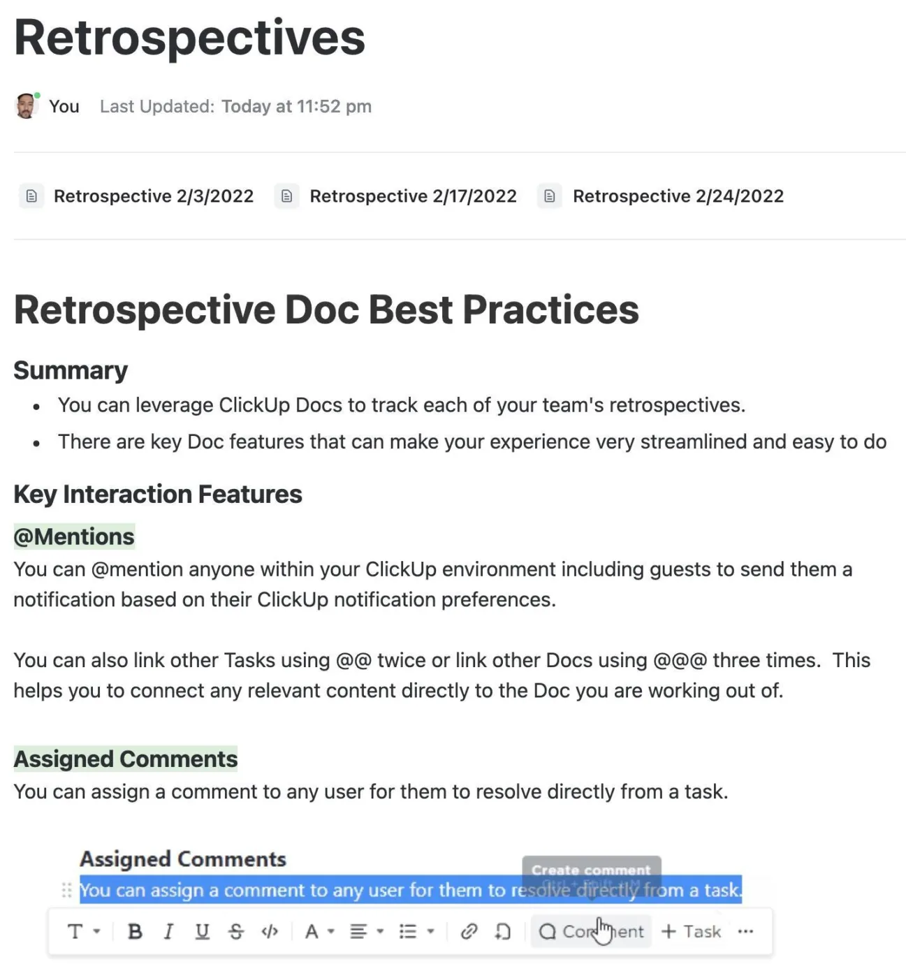 szablony retrospektywy projektu: Szablon retrospektywy ClickUp