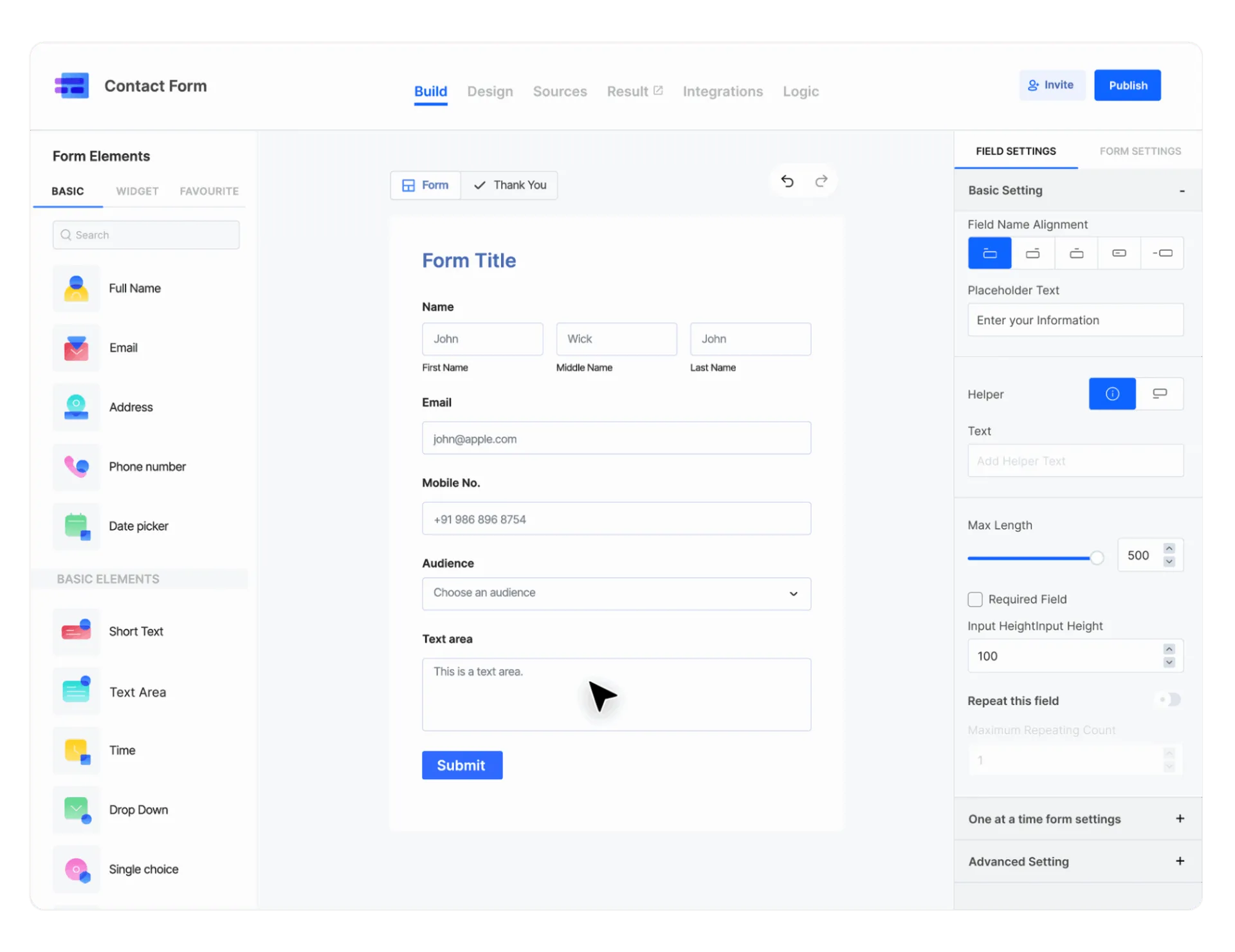 Bảng điều khiển Makeforms