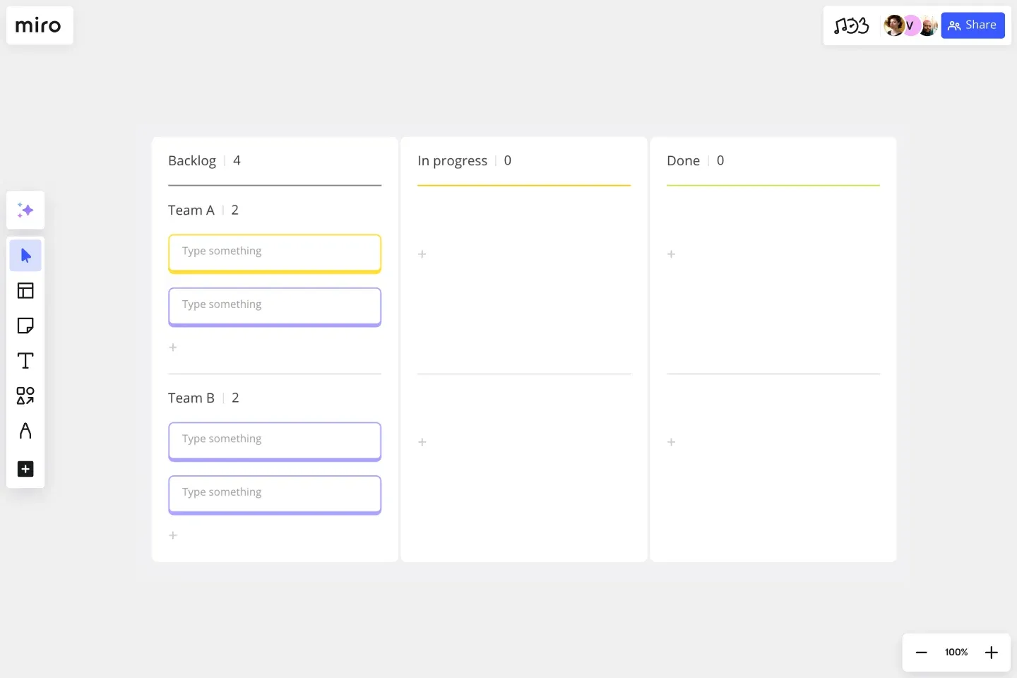 Plantillas de Miro: Plantilla de marco Kanban