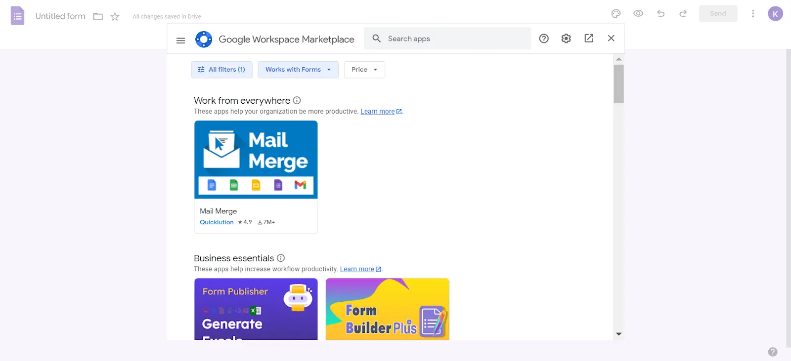 Tiện ích bổ sung Google Forms