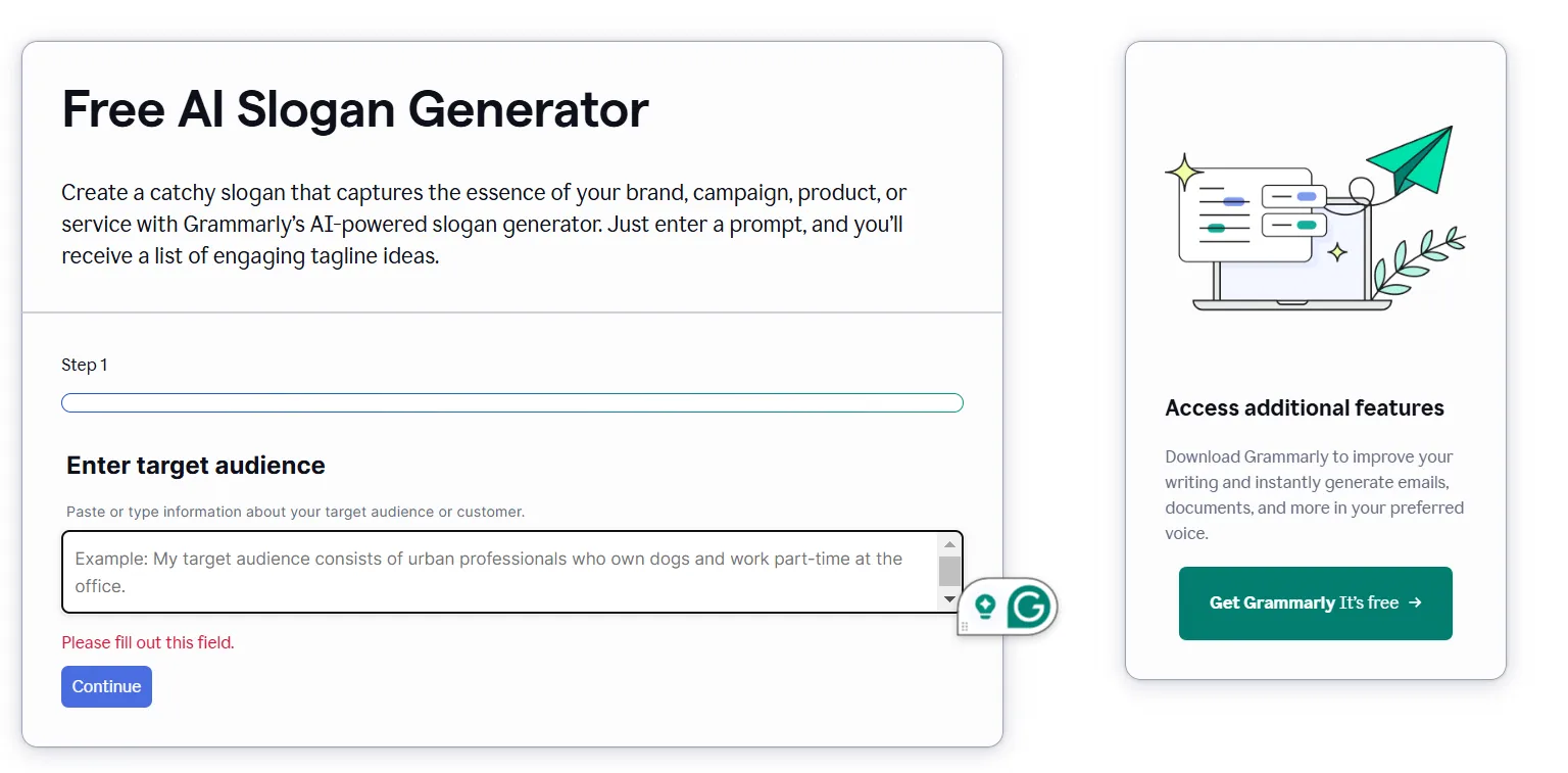 Grammarly: Generator Slogan AI