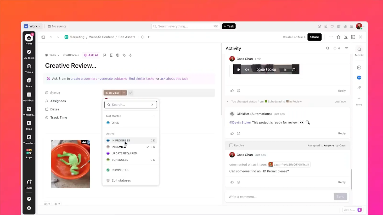 ClickUp Tasks: أنشئ نظامًا عصبيًا مركزيًا لاستراتيجية المحتوى الخاصة بك