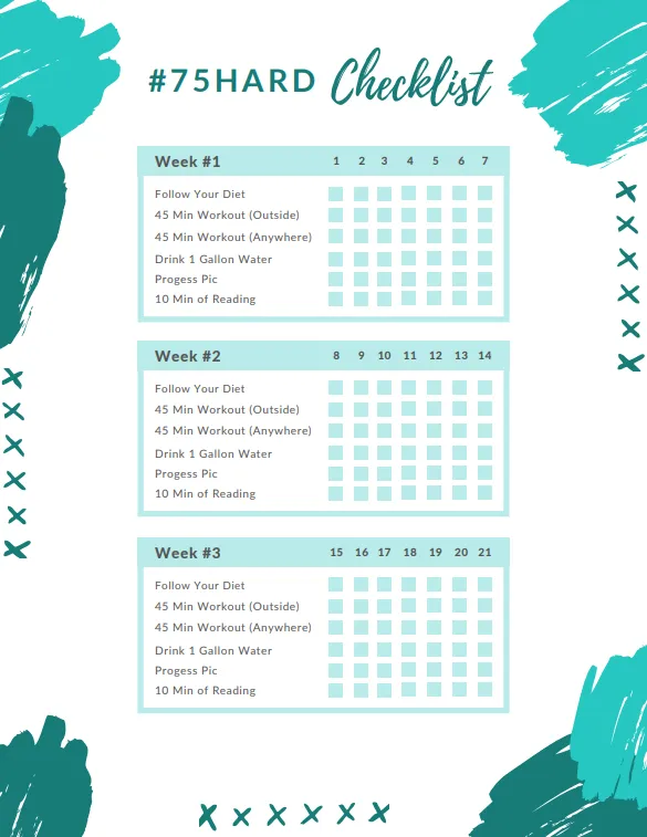 PDF 75 Hard dagelijkse checklist door Happy Healthy Things