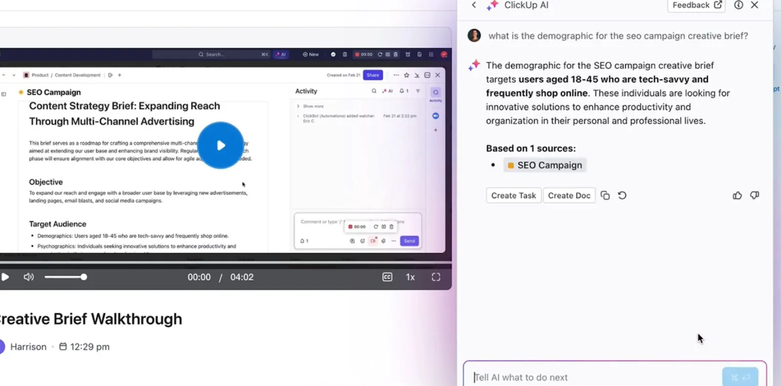 ClickUp Brain:アクションアイテムを自動生成し、Slackの体験を完全に置き換える