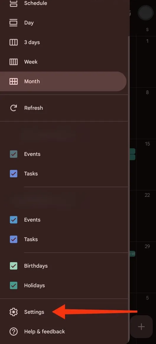 Google Kalender Android-Einstellungen