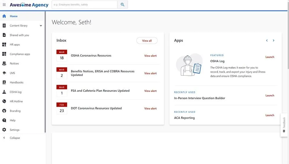 Exempel på HR360-kundportal
