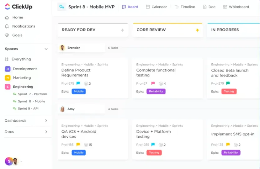Gestion de produits ClickUp