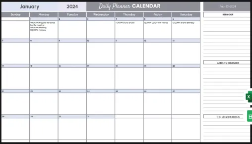 Modèle de calendrier Google Agenda pour agenda quotidien par Template.net