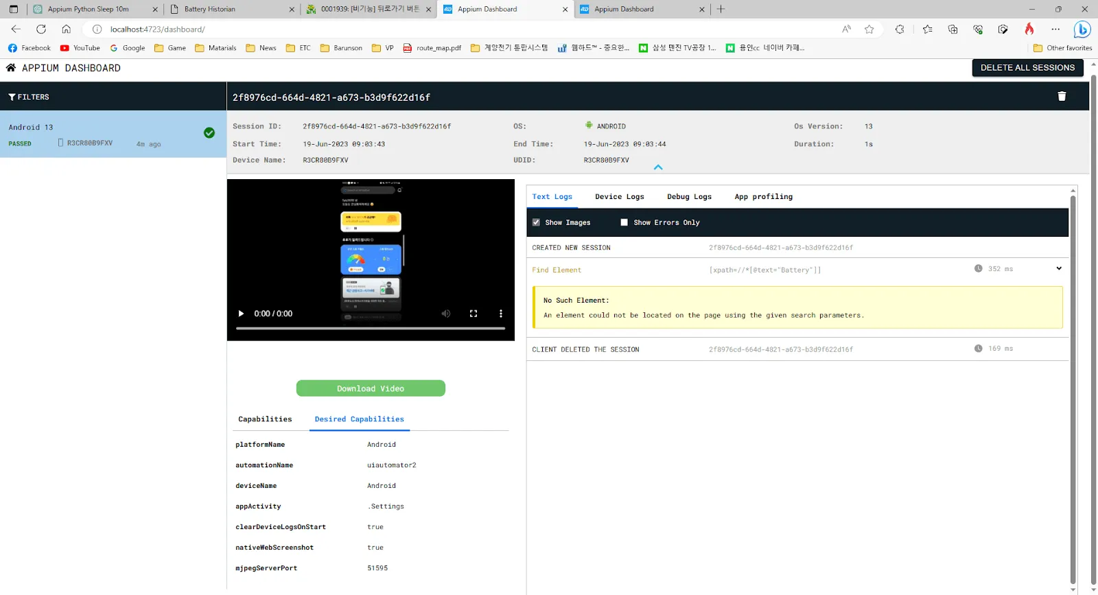 Automatización de navegadores Appium