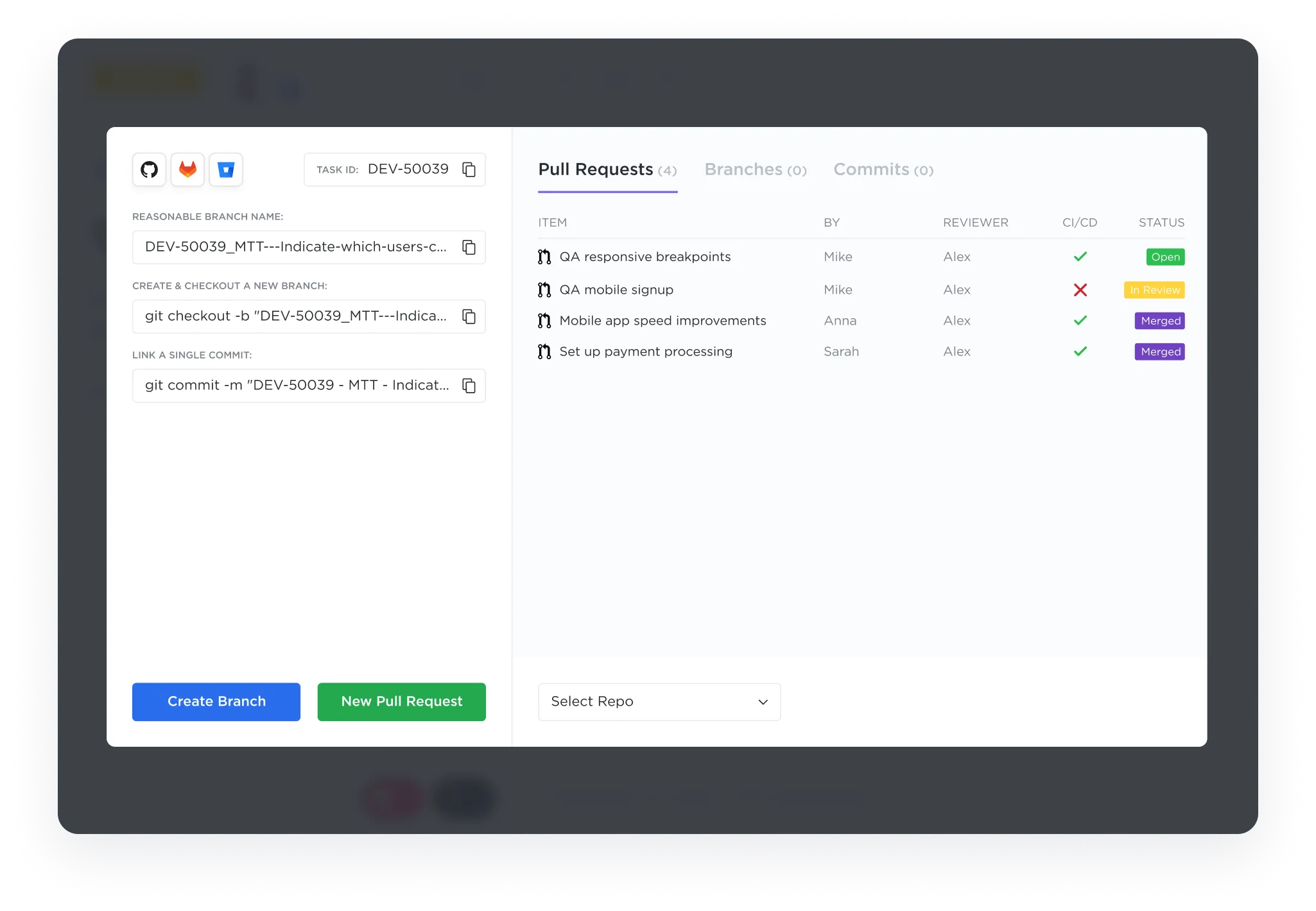 ClickUp-Pull Request über Git-Integration
