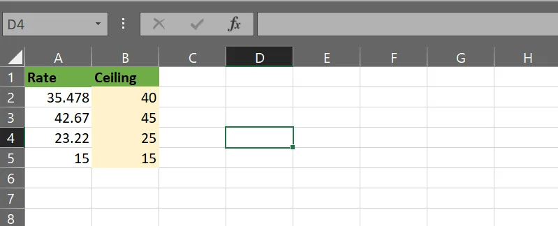 Exemplo de fórmulas do Excel