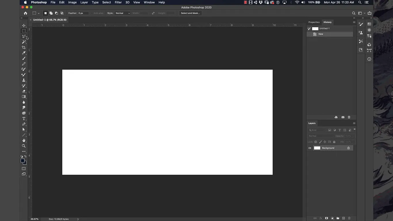 Comece uma nova tela: Como desenhar no Photoshop