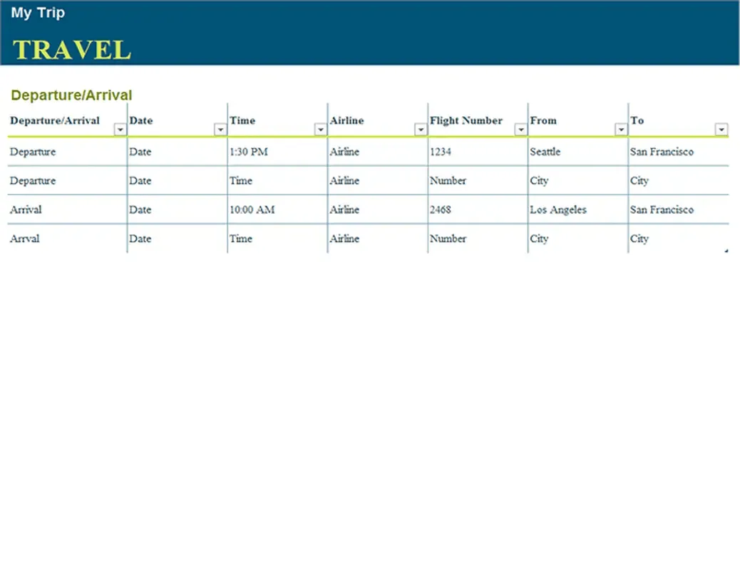 Excel-werkblad voor reisplanning Reisplanningssjabloon Excel van Microsoft 365