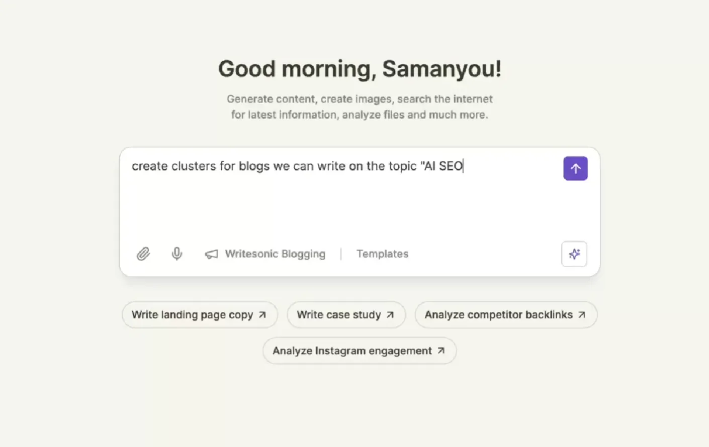 Writesonic Dashboard