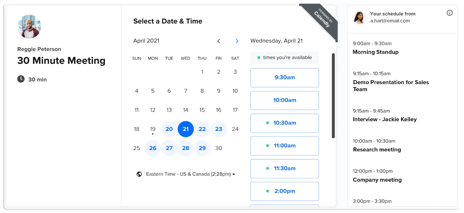 Calendly stroomlijnt de planning door de beschikbaarheid en werkstromen voor boekingen te automatiseren, waardoor heen-en-weer e-mailen overbodig wordt.