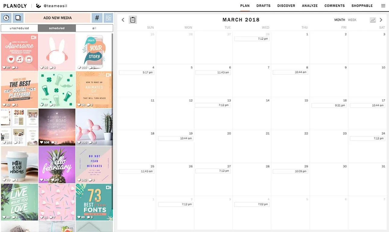 Planoly Dashboard