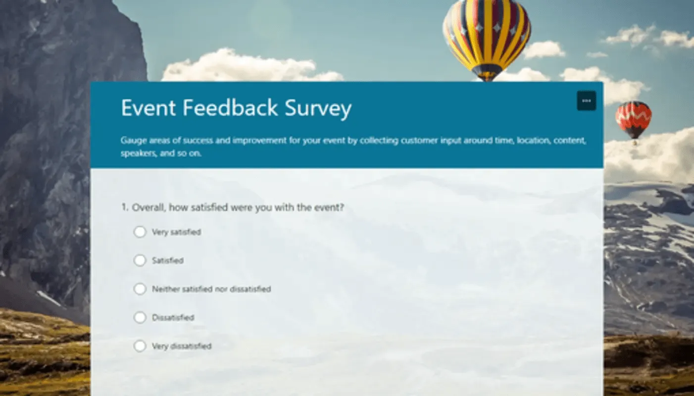 Microsoft-Formular für Umfrage zum Feedback zu Ereignissen