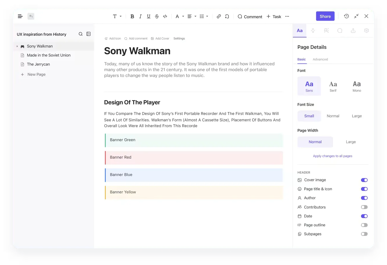 ClickUp Documenti: redigi bozze di idee per i contenuti intranet e crea wiki da allegare all'intranet dei dipendenti.