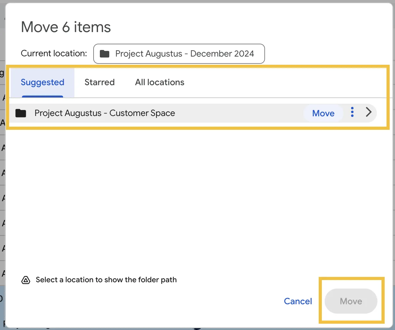 Comment copier un dossier dans Google Drive : étape 6.1