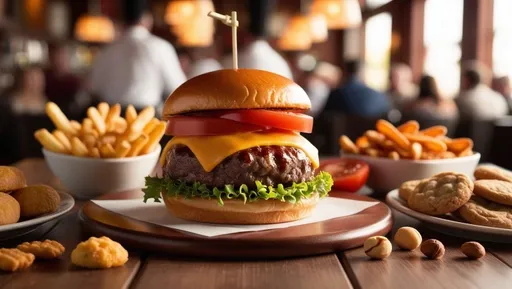 Um hambúrguer suculento em um restaurante: Prompts da Leonardo AI