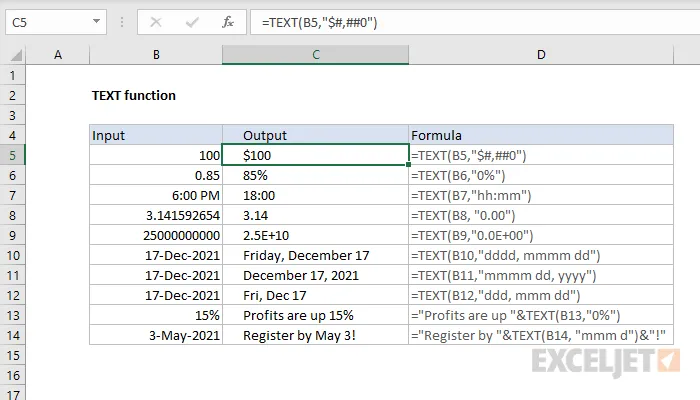 Exemplo de fórmulas do Excel: Excel Jet