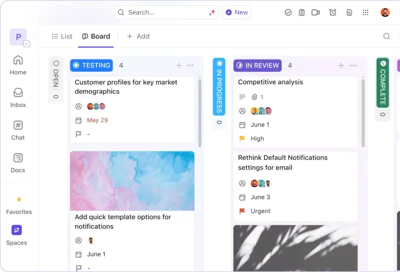 A ClickUp Kanban táblái