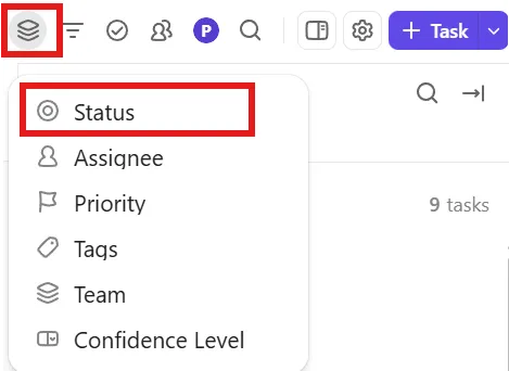 Filtern Sie Ihre Zeitleiste in ClickUp