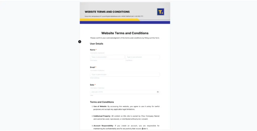 Modelo de Termos e Condições do Site pela Template.Net