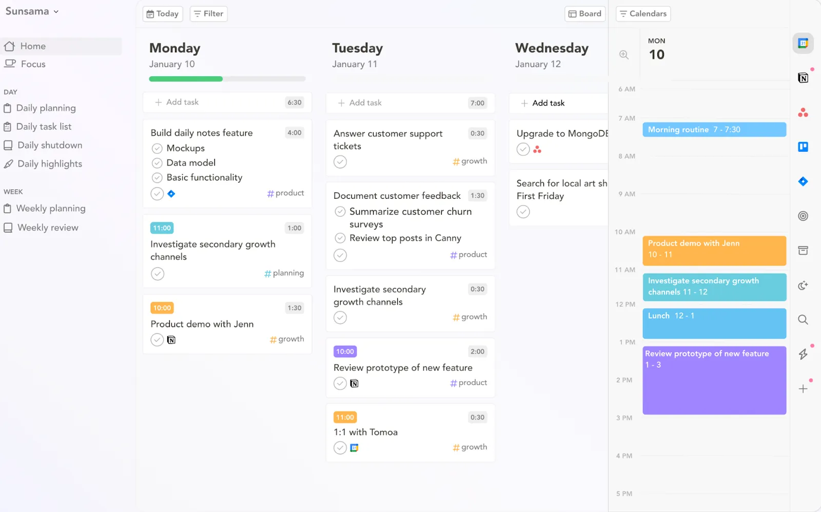 Time-Blocking-Apps: Sunsama