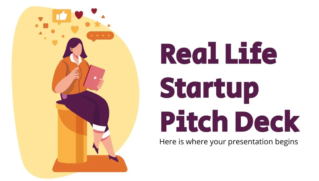 Google Slides Real Life Startup Pitch Deck Template от SlidesGo