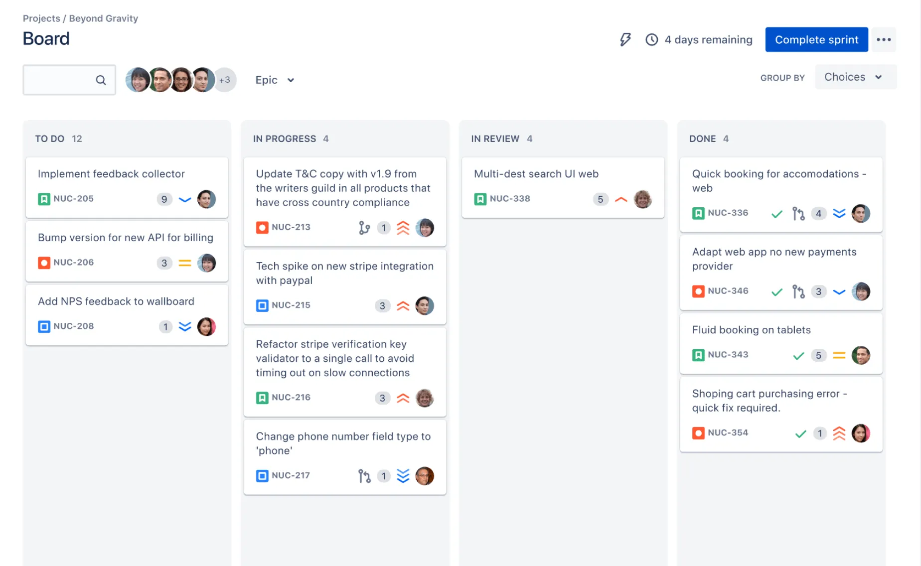Esempio di vista Bacheca Jira