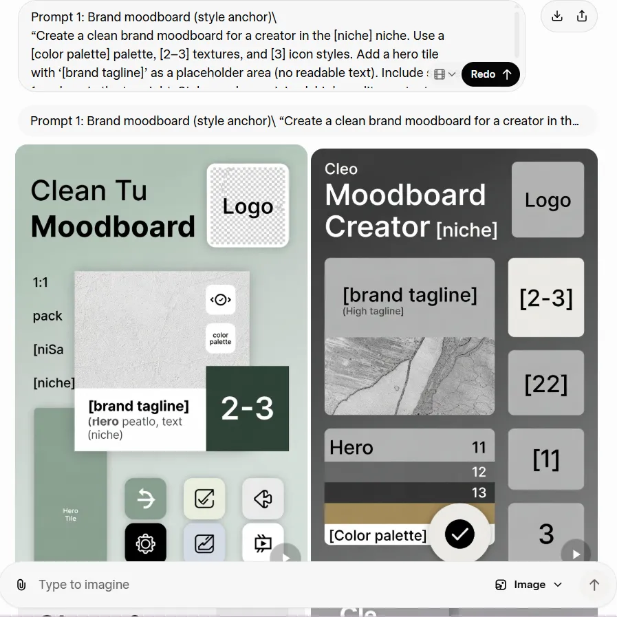 Maak een strak moodboard voor een maker in de niche.