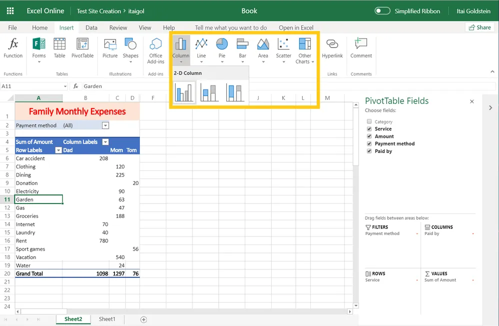 Grafici Excel per l'automazione